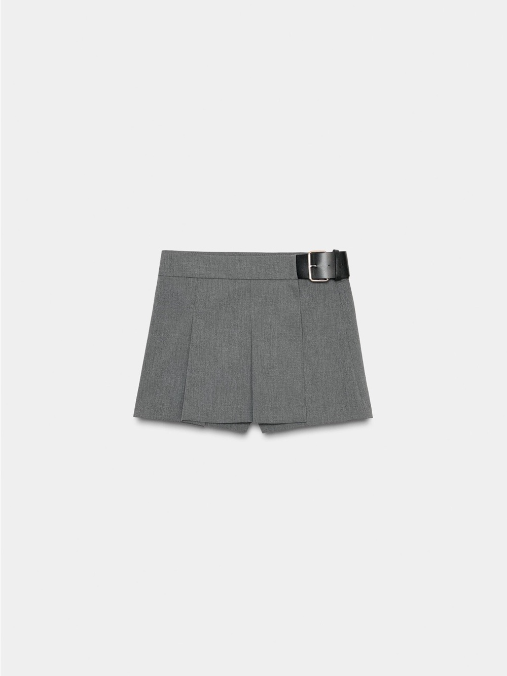Zara Dark Gray Pleated Mini Skort with Black Belt - Picture 9 of 10